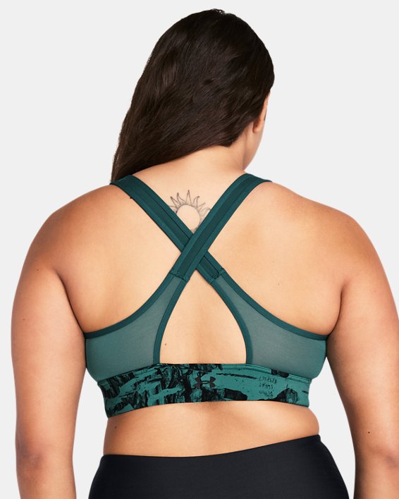 Women's Project Rock Infinity Let's Go LL Printed Bra in Green image number 7